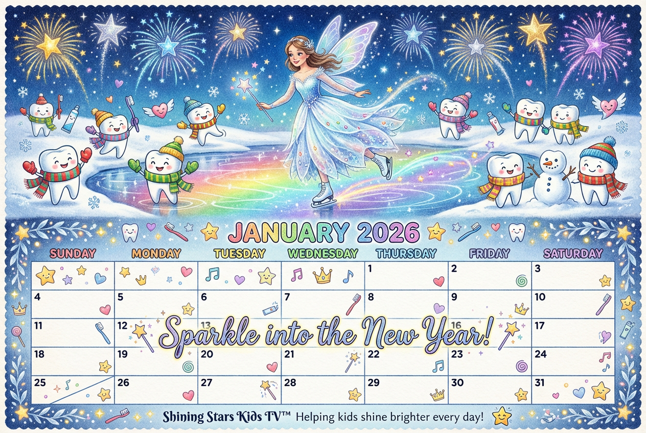 Tooth Fairy World Calendar 2026 Printable Pages Ages 2-6